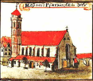 Hof und Pfarkirche in Oels - Koci farny, widok oglny